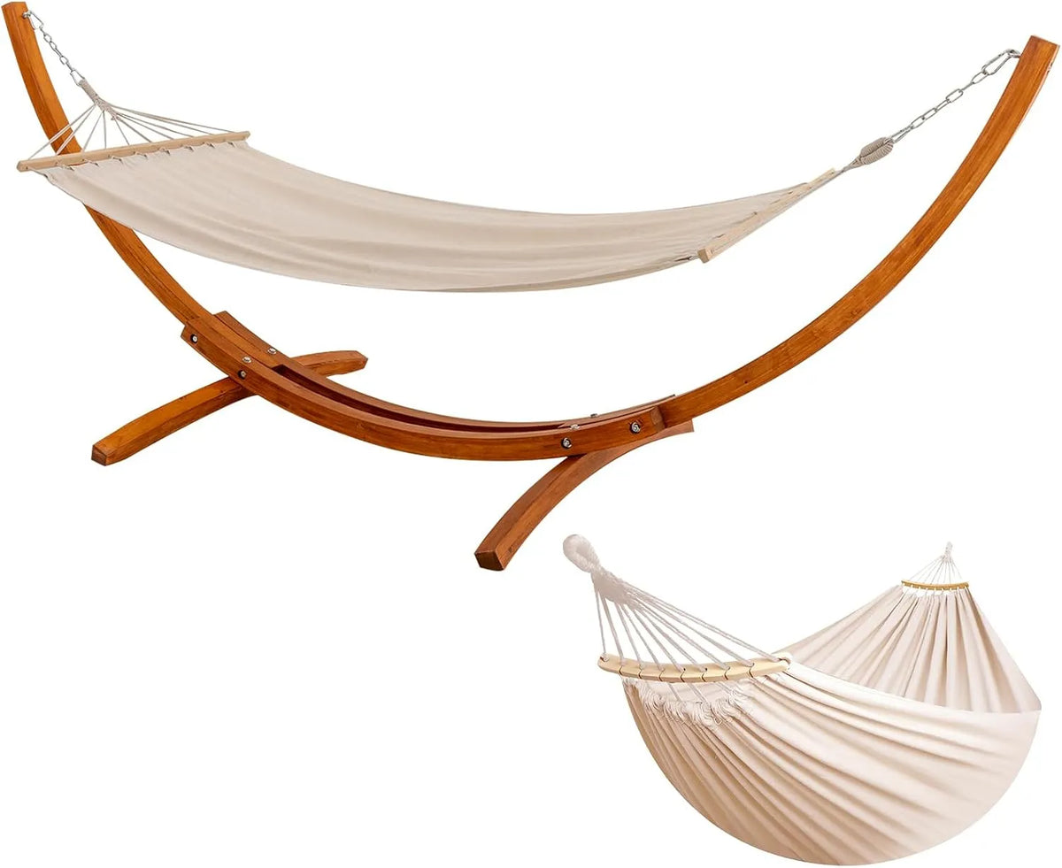 Amaca con Supporto in Legno – regolabile, 320×120×120 cm, 200 kg, rivestimento in tessuto