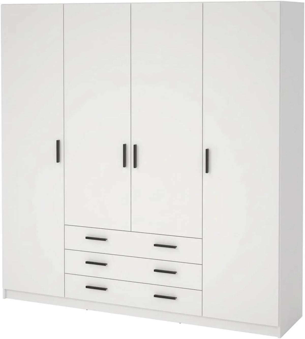 Armadio – con cassetti, con ripiani, 4 Ante, 8 Ripiani, 3 Cassetti, 195, 5 × 49, 6 × 200, 4 Cm, bianco