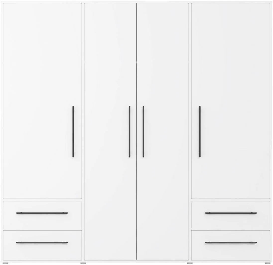 Armadio – TRENDSTORE, in legno, con cassetti, con ripiani, 4 ante, 4 cassetti, 206 × 200 × 59 cm