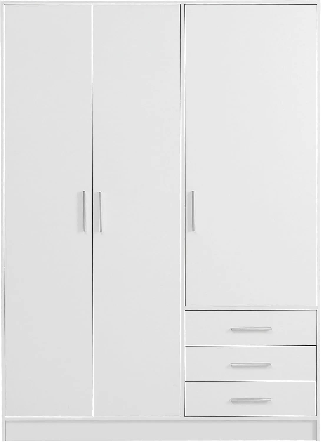 Armadio – con cassetti, con ripiani, 3 Ante, 3 Cassetti, 145 cm, 60 cm, bianco