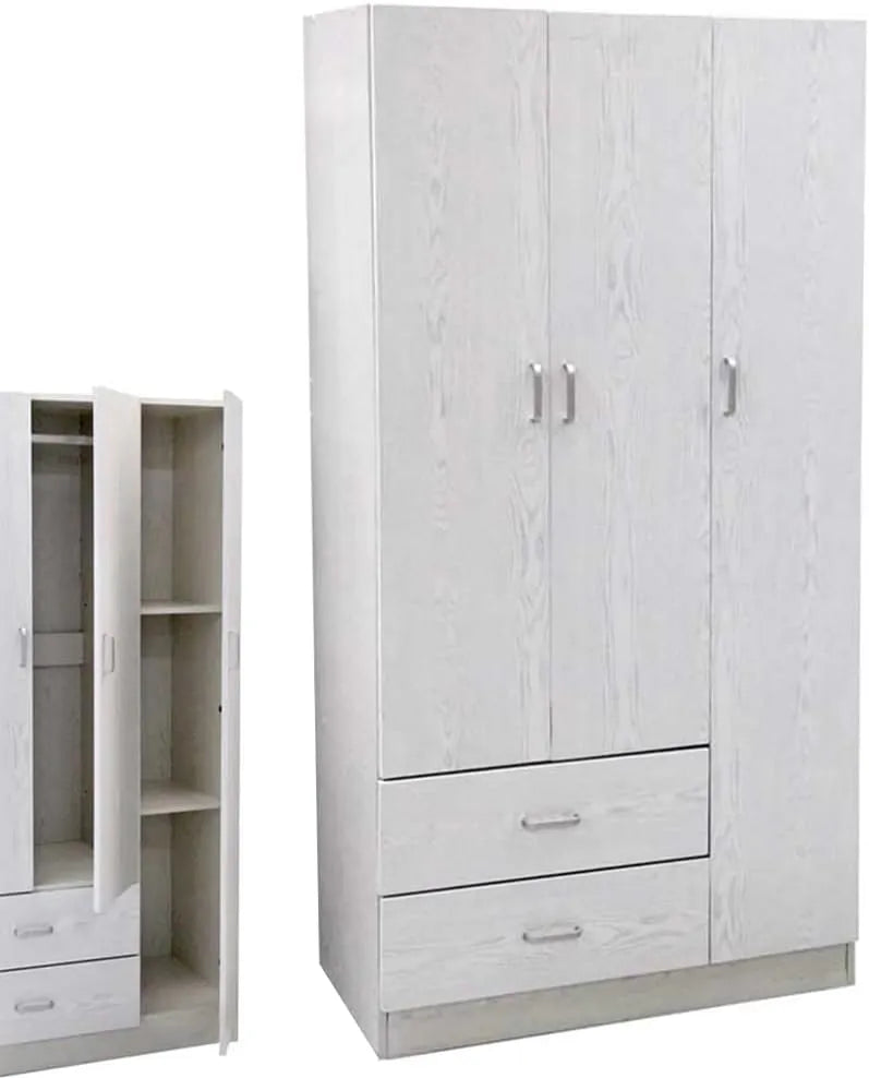 Armadio — in legno, con cassetti, con ripiani, 3 Ante, 2 Cassetti, 120 × 52 × 190 cm