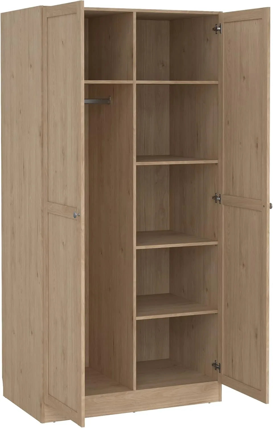 Armadio: TRENDSTORE, in legno, con ripiani, 2 ante, 5 ripiani, 98, 5 × 200, 1 × 61, 6cm, bianco, AVANTI LAP 98