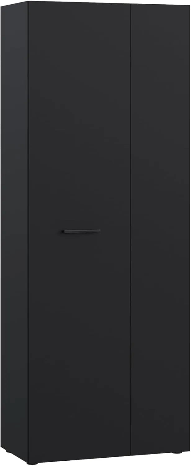 Armadio: LAP, in legno, con ripiani, 2 ante, 3 ripiani, 68, 7 × 181, 1 × 36, 5 cm, nero, AVANTI TRENDSTORE LAP 68