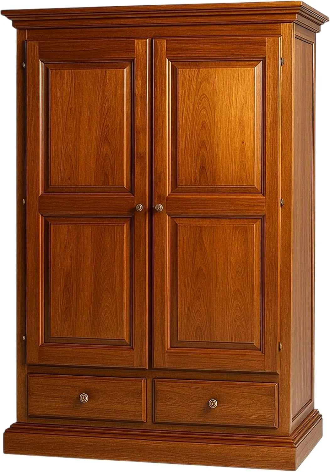 Armadio – in legno, con cassetti, 2 Ante, 2 Cassetti, 125 × 61 × 200 cm, in legno massello