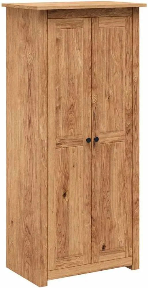 Armadio — in velluto a coste, in legno, formato compatto, con ripiani, 2 Ante, 80 × 50 × 171, 5 cm, in legno massello