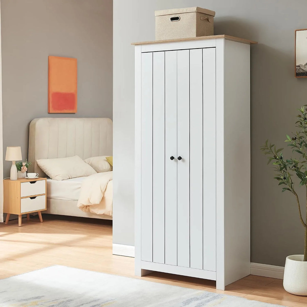 Armadio — con armadio, 2 Ante, 175 × 80 × 52 cm, bianco