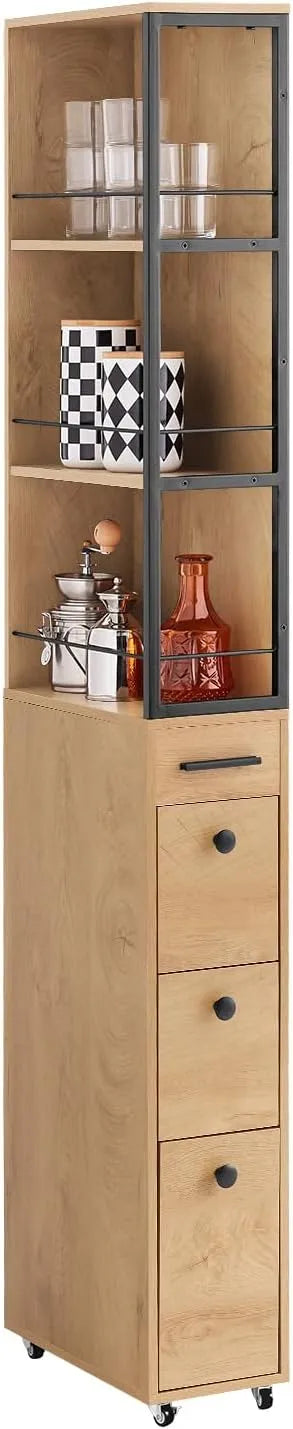 SoBuy Carrello Cucina Salvaspazio con Cassetti: NSR13-N, con ruote, 20 × 40 × 170 cm