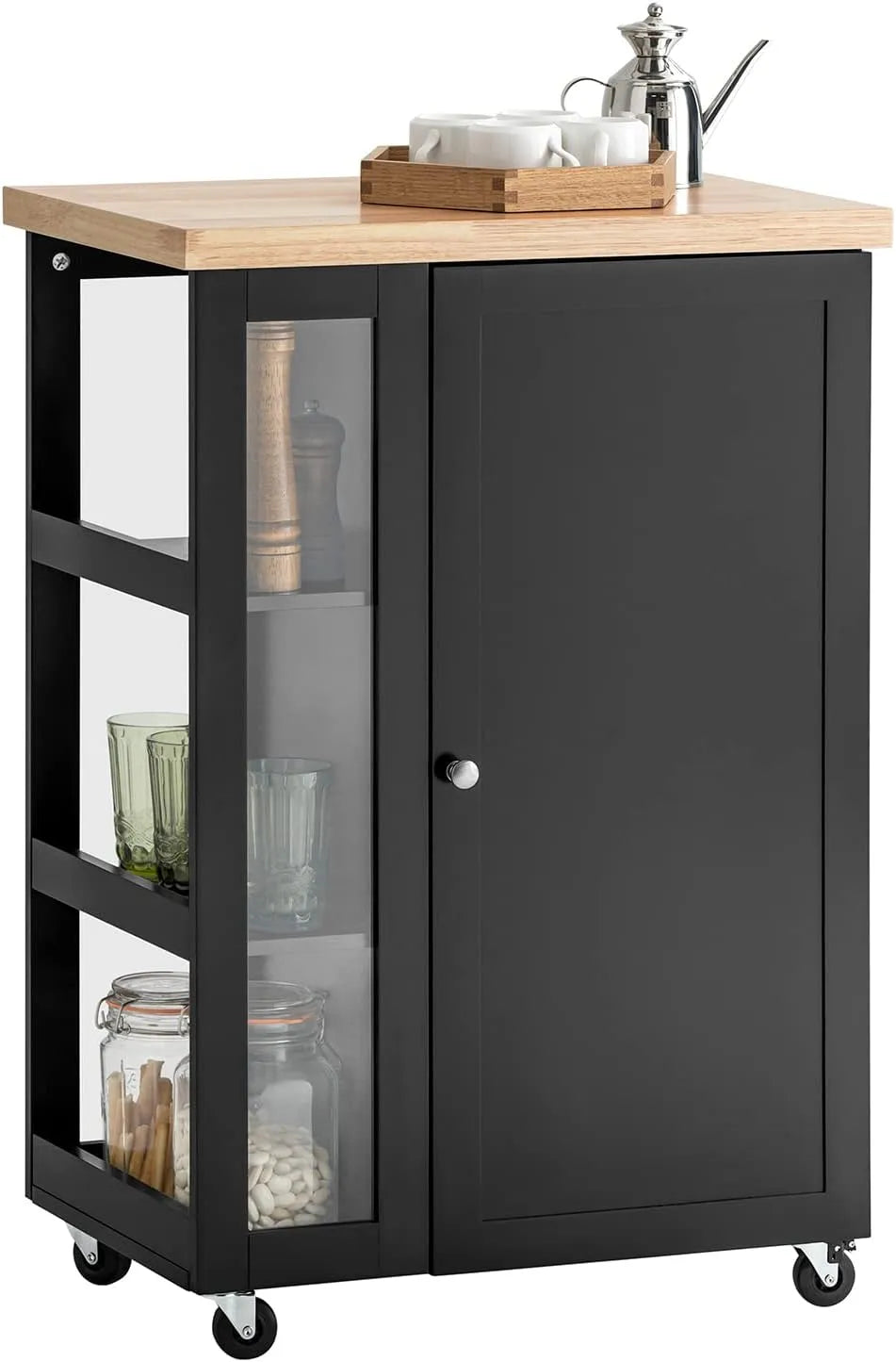 SoBuy Carrello Cucina con Ruote — FKW75-SCH, con ripiani, 60×40×90 cm, nero