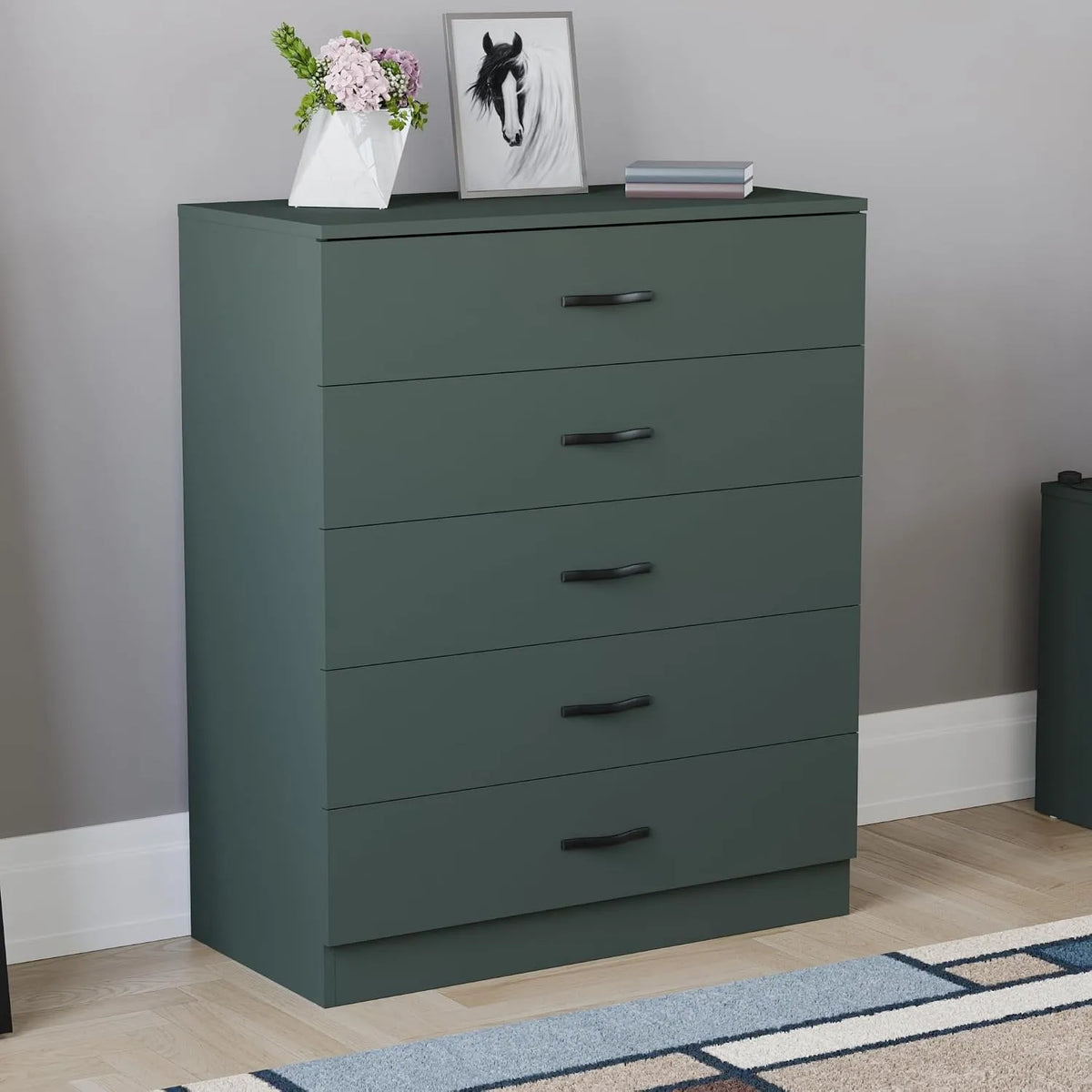 Vida Designs Cassettiera e mobile con cassetti Jasper verde – con cassetti, 5 cassetti, in metallo