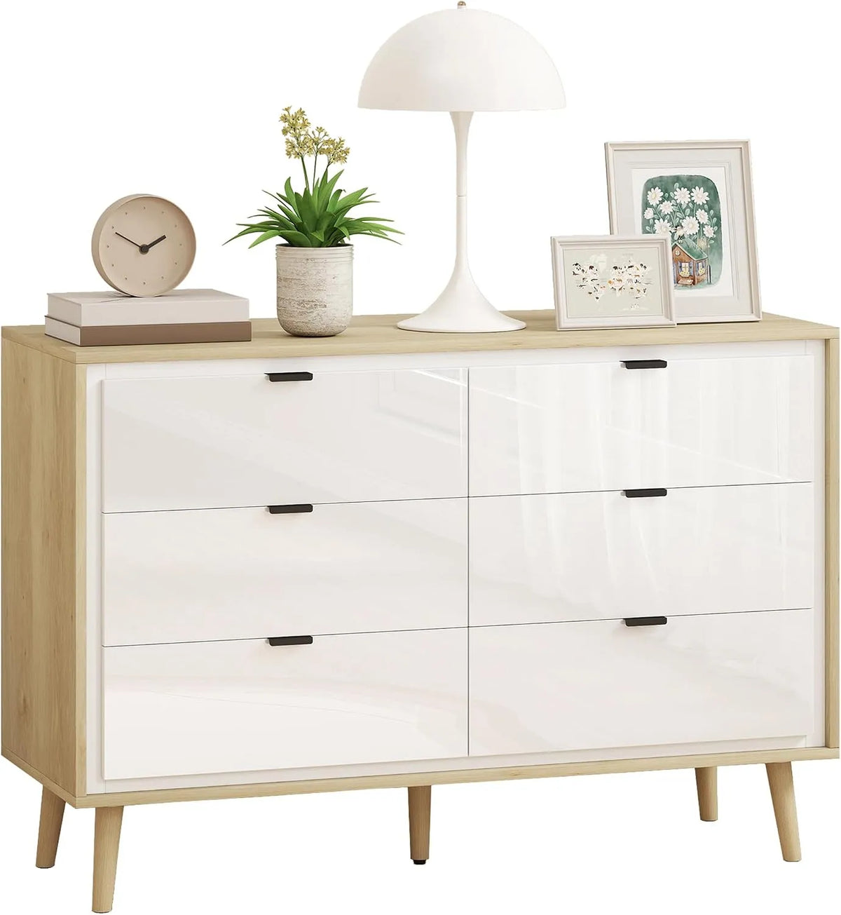 HOMCOM Cassettiera e mobile con cassetti Camera da Letto 6 Cassetti – in legno, con cassetti, 110 × 40 × 75 cm, bianco