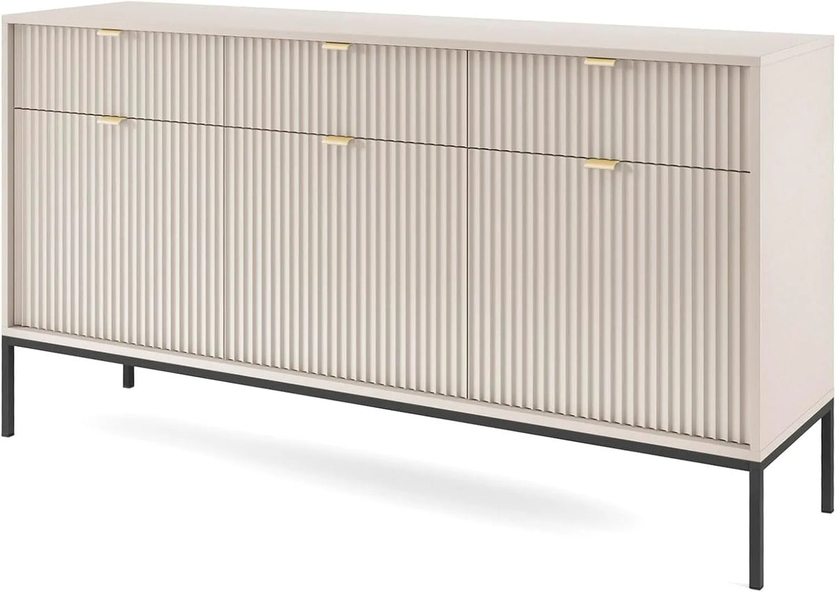 3E 3xE living.com Cassettiera e mobile con cassetti — con cassetti, 3 ante, 3 cassetti, 154 × 83 × 39 cm, nero