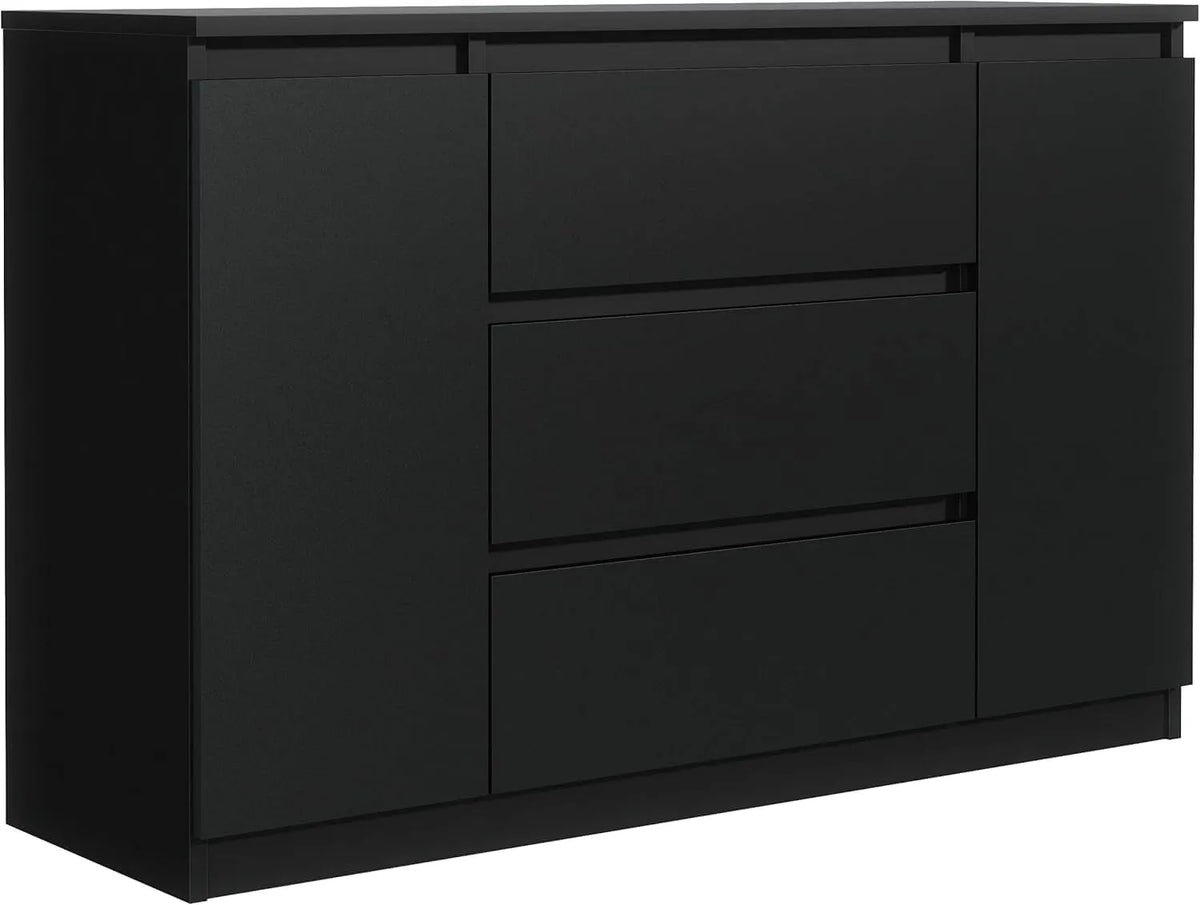 meble masztalerz Cassettiera e mobile con cassetti Camera da Letto con 2 Ante e – con cassetti, 3 Cassetti, 120 × 39 × 78, 5 cm, nero