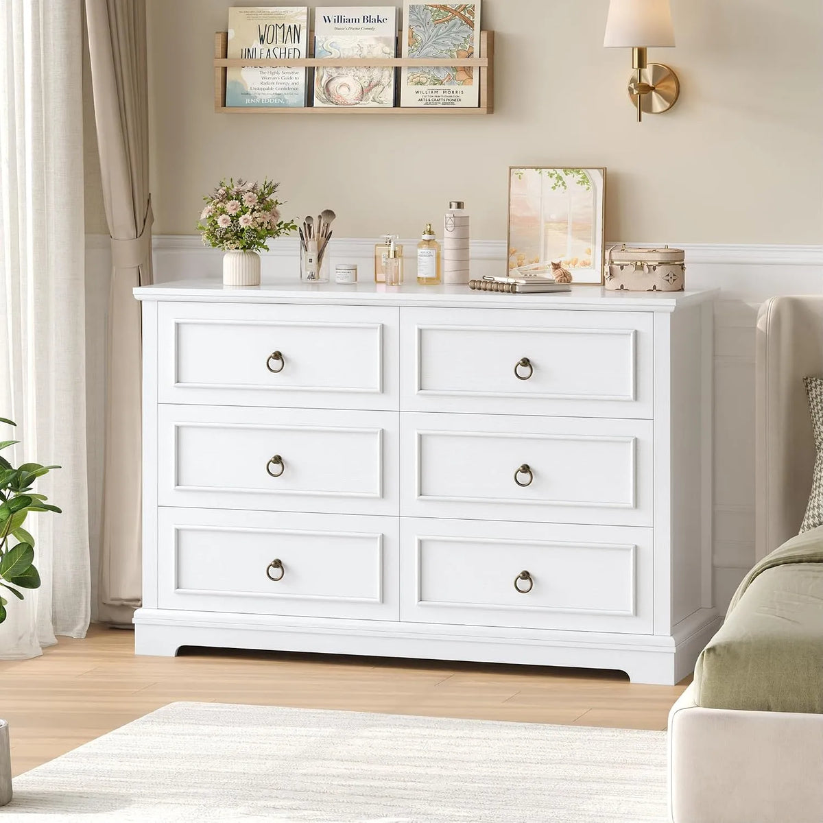 Cassettiera e mobile con cassetti a 6 Cassetti: in legno, con cassetti, 84×39, 5×120 cm, bianco
