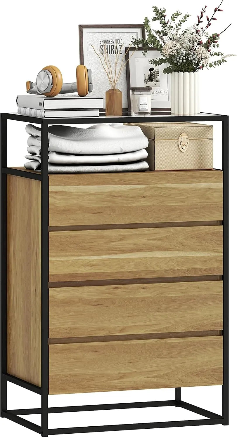 HOMCOM Cassettiera e mobile con cassetti Camera da Letto 4 Cassetti – in acciaio, con cassetti, 60 × 40 × 94.5 cm
