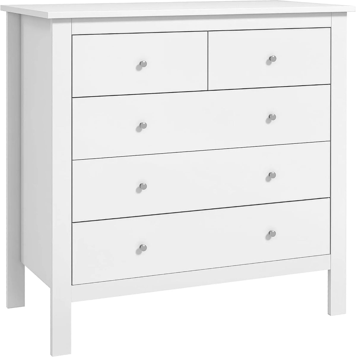 HOMCOM Cassettiera e mobile con cassetti con 2 Cassetti Piccoli e 3 Cassetti Grandi – in legno, con cassetti, 79 × 39.5 × 80.5 cm, bianco