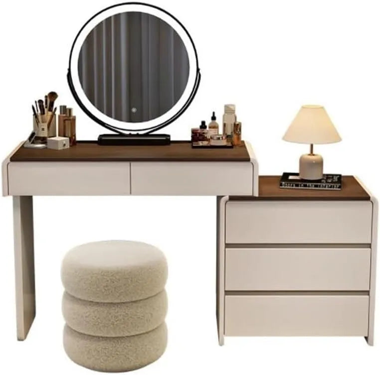 Toeletta e tavolo da trucco in stile crema for camera da letto leggera di – in legno, struttura leggera, in legno massello