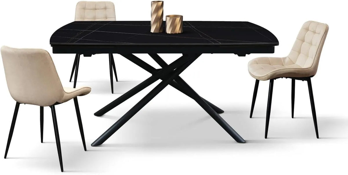 .DESIGN Tavolo BONIFACIO in ceramica nero Sahara e base in – 160 × 90 cm, 240 × 90 cm, allungabile, in metallo