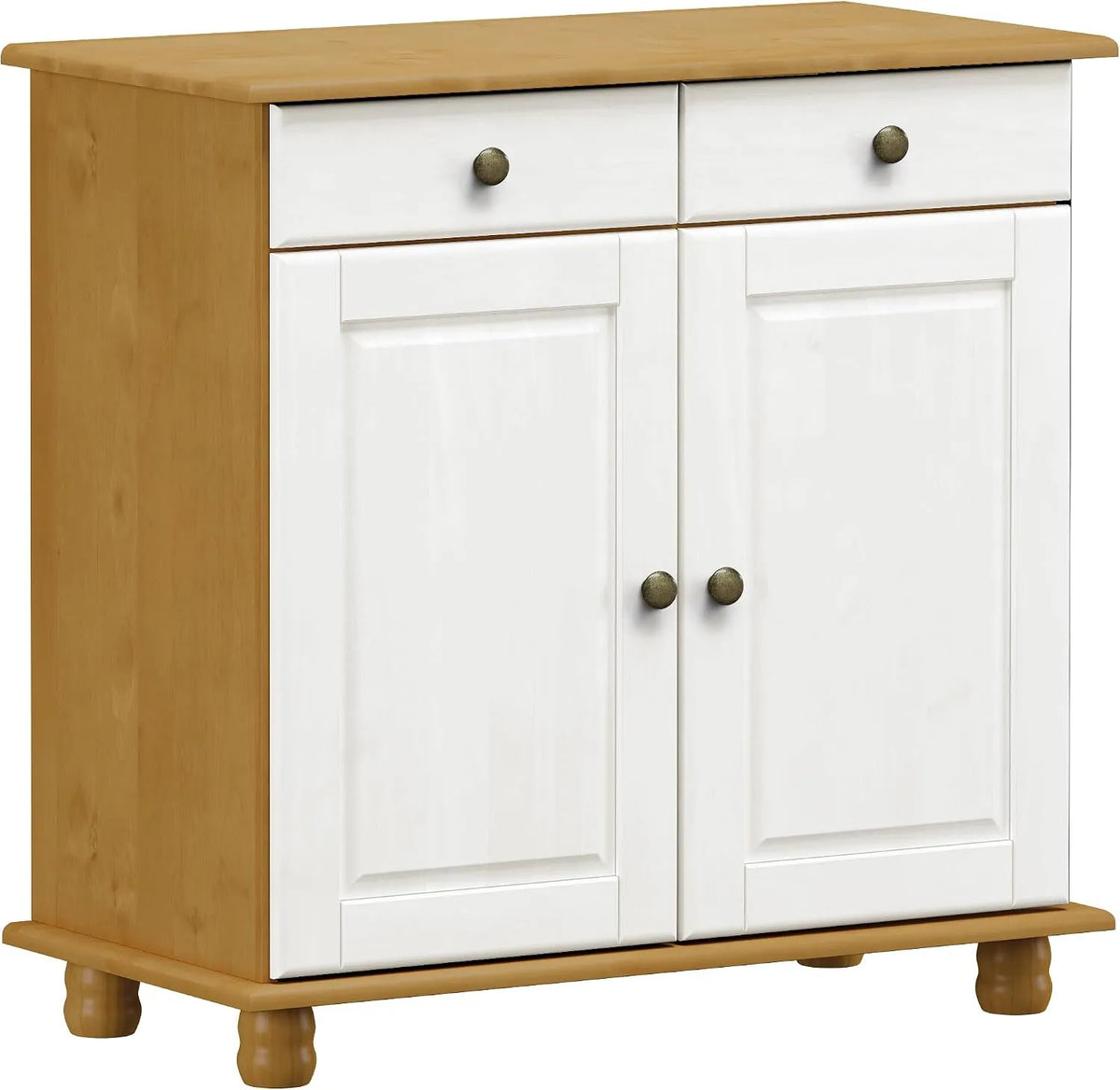 Credenza e mobile contenitore in Legno Teak e Bianco: con cassetti, 2 Ante, 2 Cassetti
