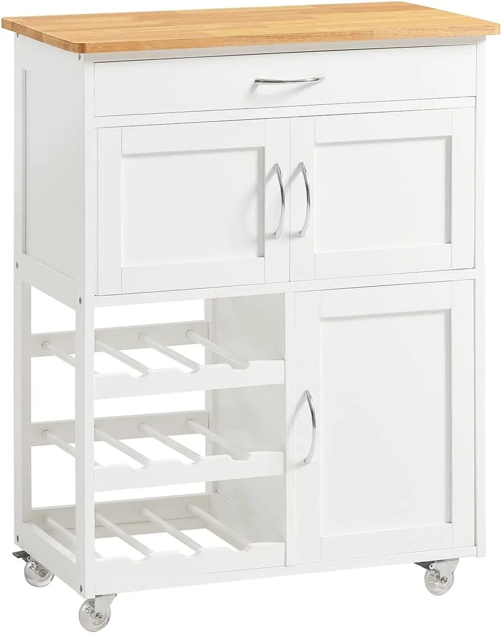 SoBuy Mobile Cucina Salvaspazio con Ruote Carrello Cucina con Cassetti — FKW45-WN, 67 × 86 × 38cm, bianco