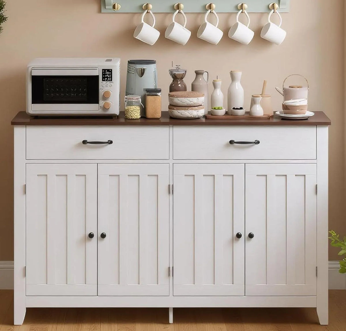 Credenza e mobile contenitore Cucina – con cassetti, stile rétro, 140 × 40 × 89CM
