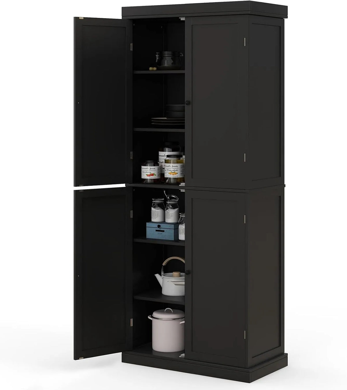 COSTWAY Credenza e mobile contenitore da Cucina: con ripiani, 6 Ripiani, 2 Ripiani, 76 × 40 × 184, 5 cm, nero