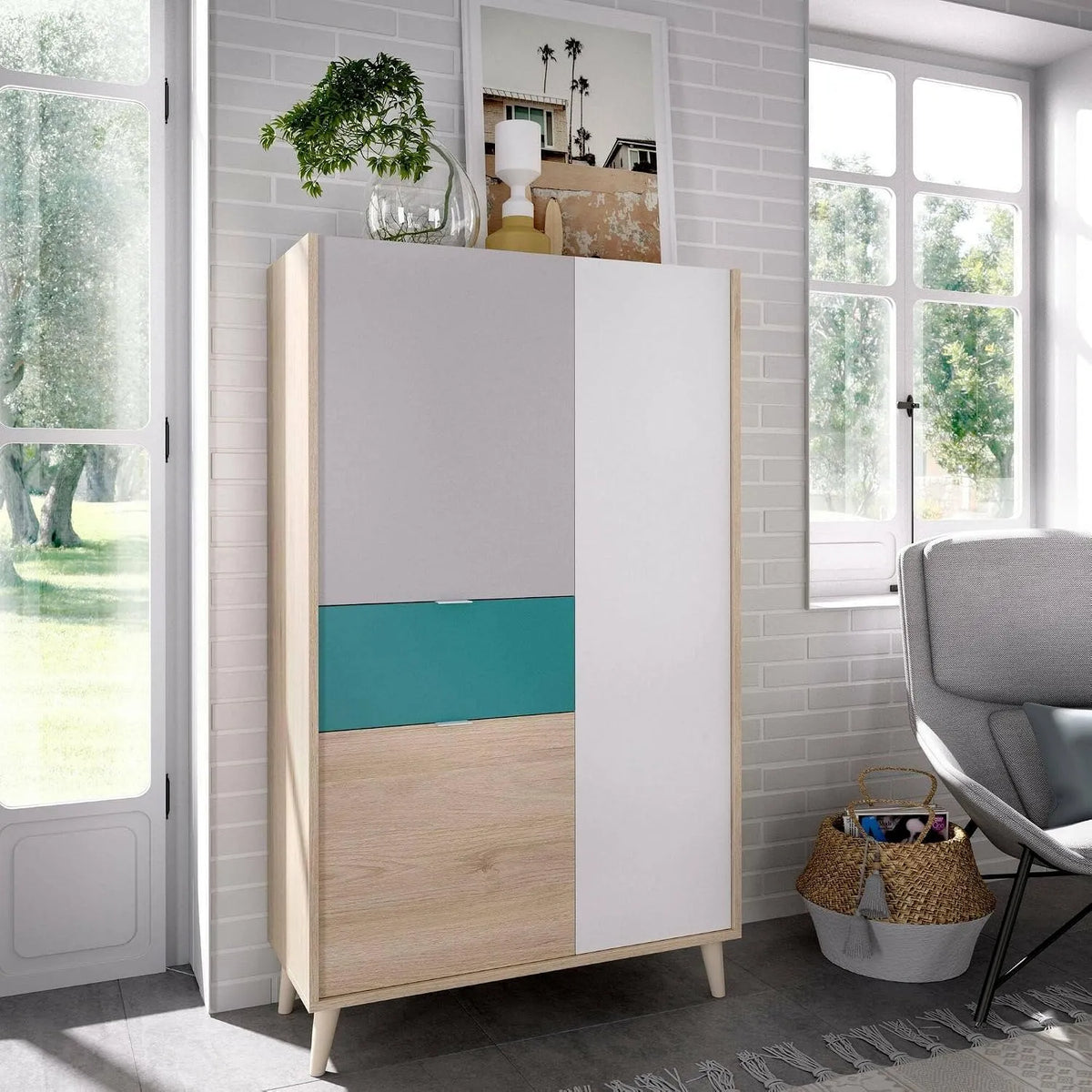 Dmora Credenza e mobile contenitore Duan – 3 Ante, bianco