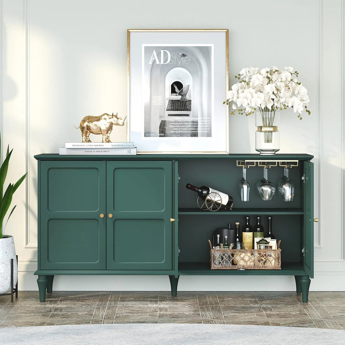 Cassettiera e mobile con cassetti verde – in legno, con cassetti, con ripiani