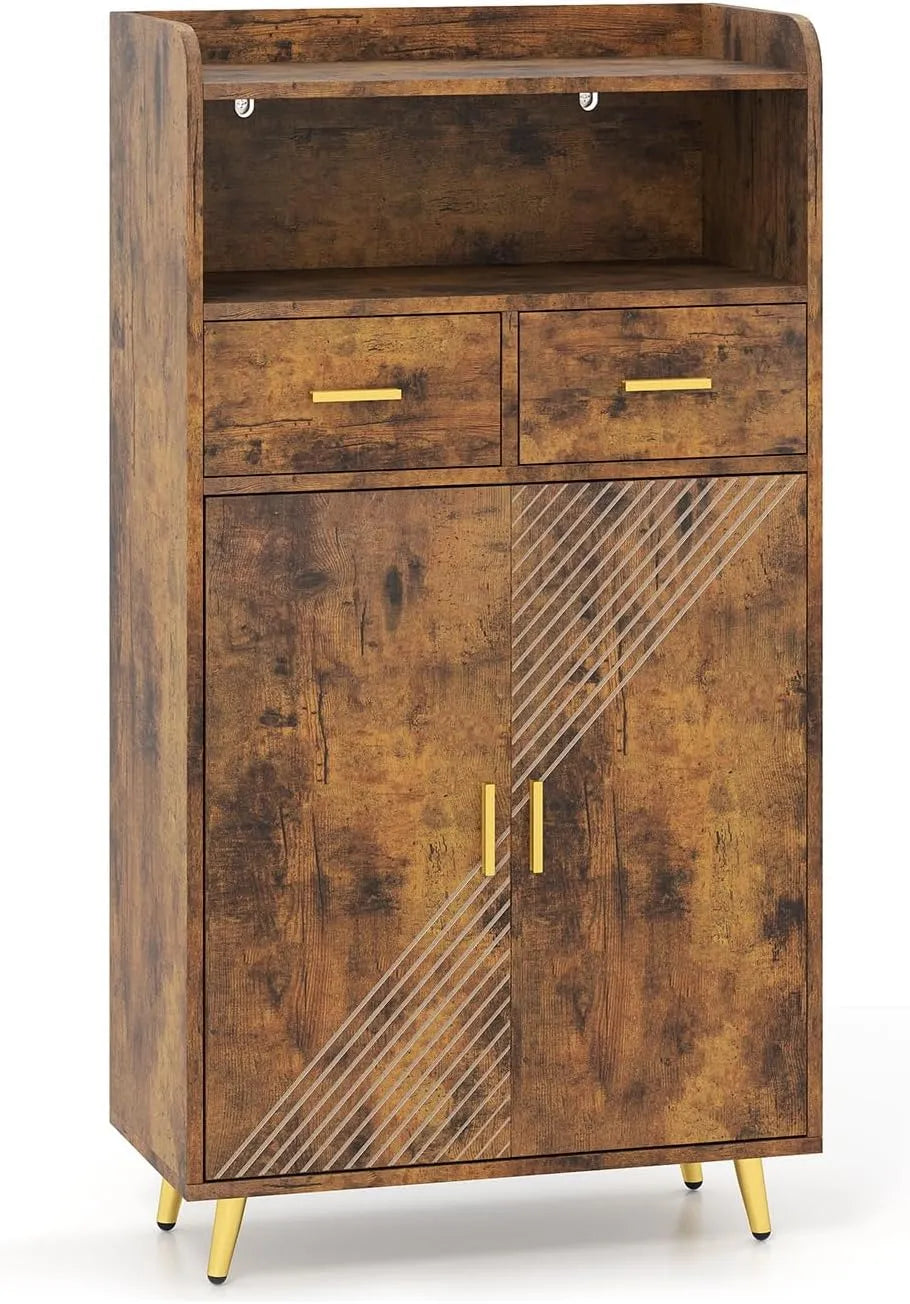 Armadio – in legno, con cassetti, regolabile, 2 Ante, 60 × 30 × 113cm, marrone