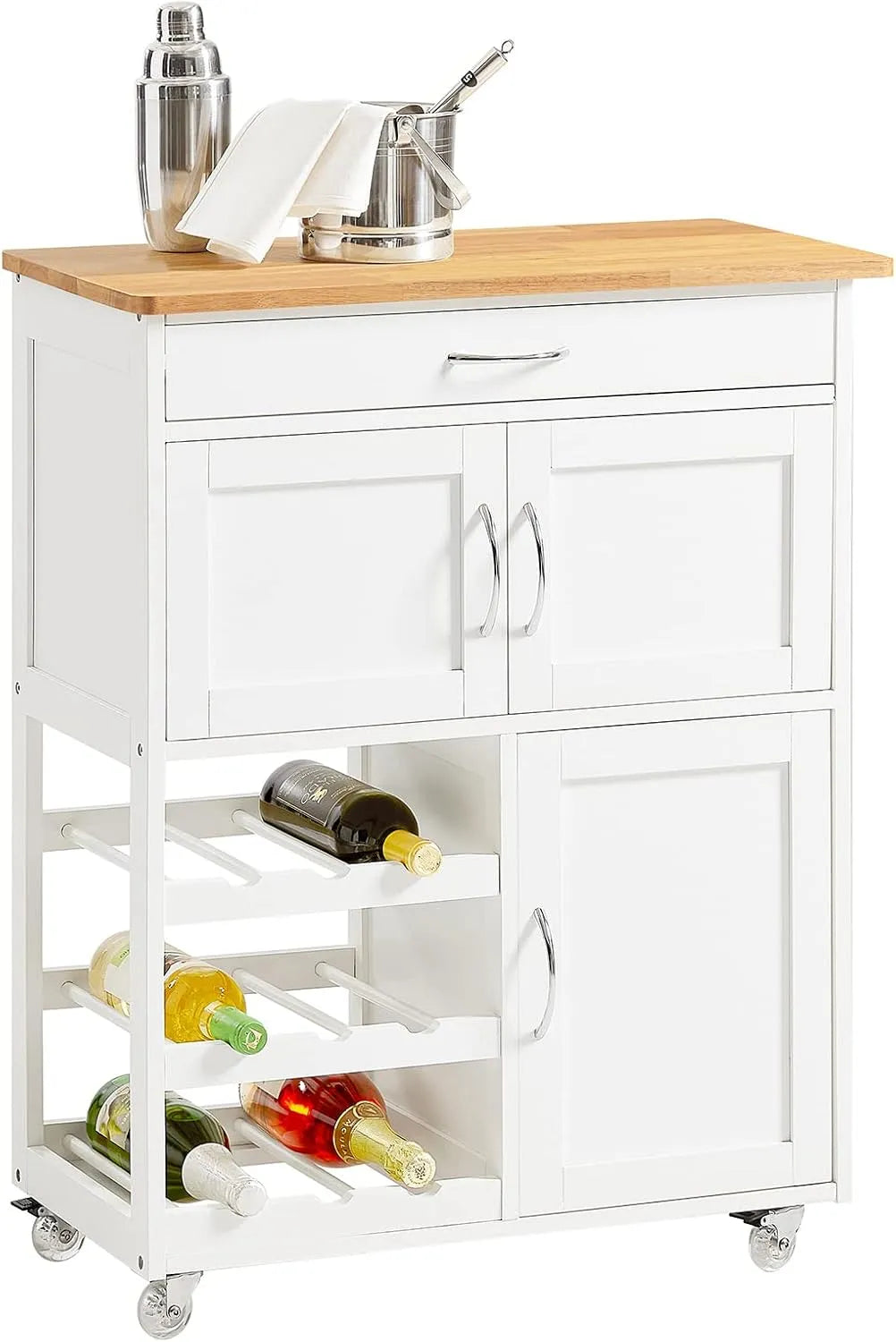 SoBuy Mobile Cucina Salvaspazio con Ruote Carrello Cucina con Cassetti: FKW45-WN, 67 × 38 × 86cm, bianco
