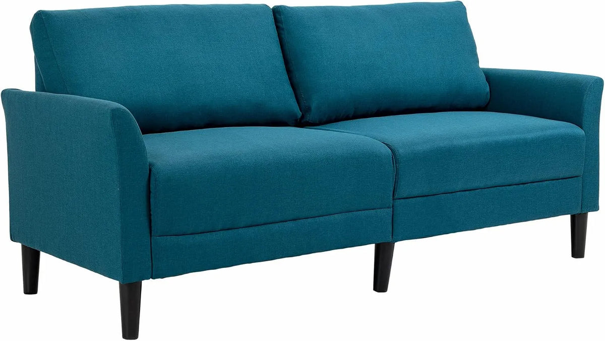 HOMCOM Divano — rivestimento in tessuto, in legno, con braccioli, 3 Posti, blu