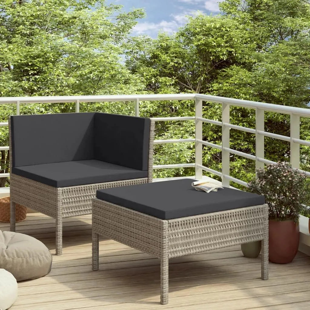 Set Salotto da Giardino Set Salotto da Esterno Set Divani — con cuscini, in polyrattan, grigio