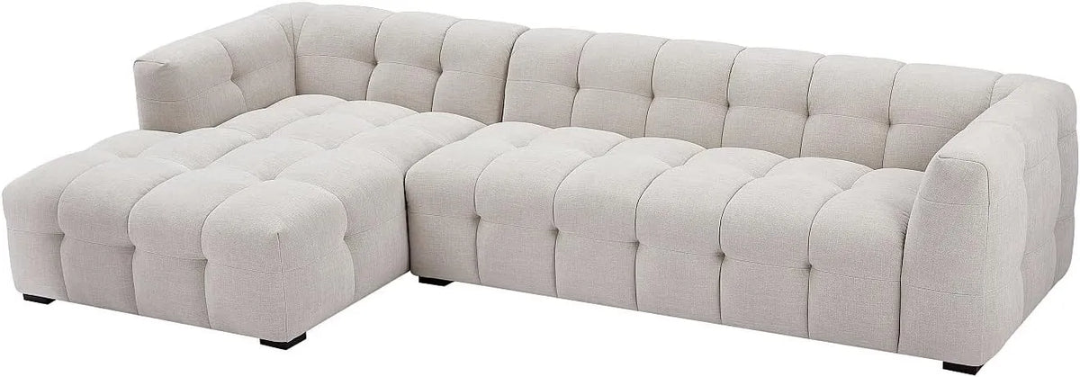 Divano – DILOME, angolo sinistro, rivestimento in tessuto, beige