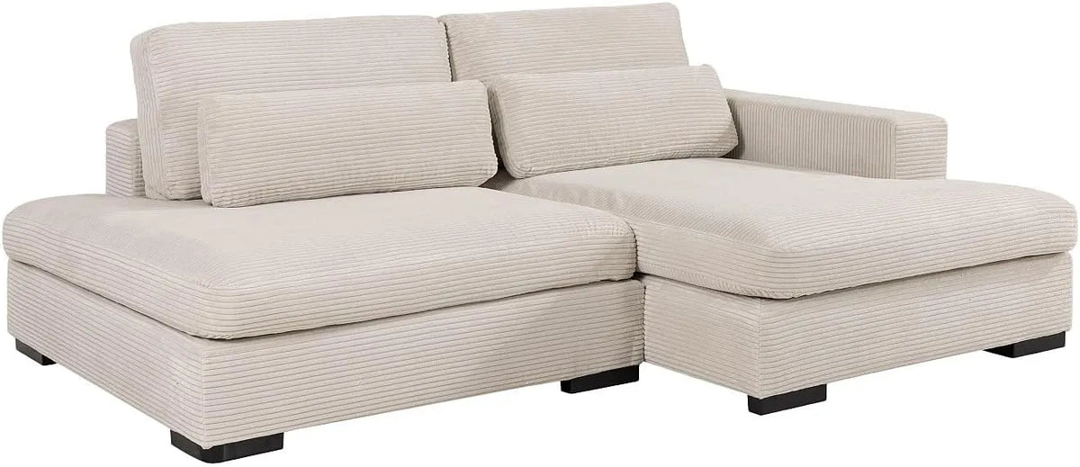 Divano letto e divano trasformabile – SELIORA, angolo destro, in velluto a coste, beige