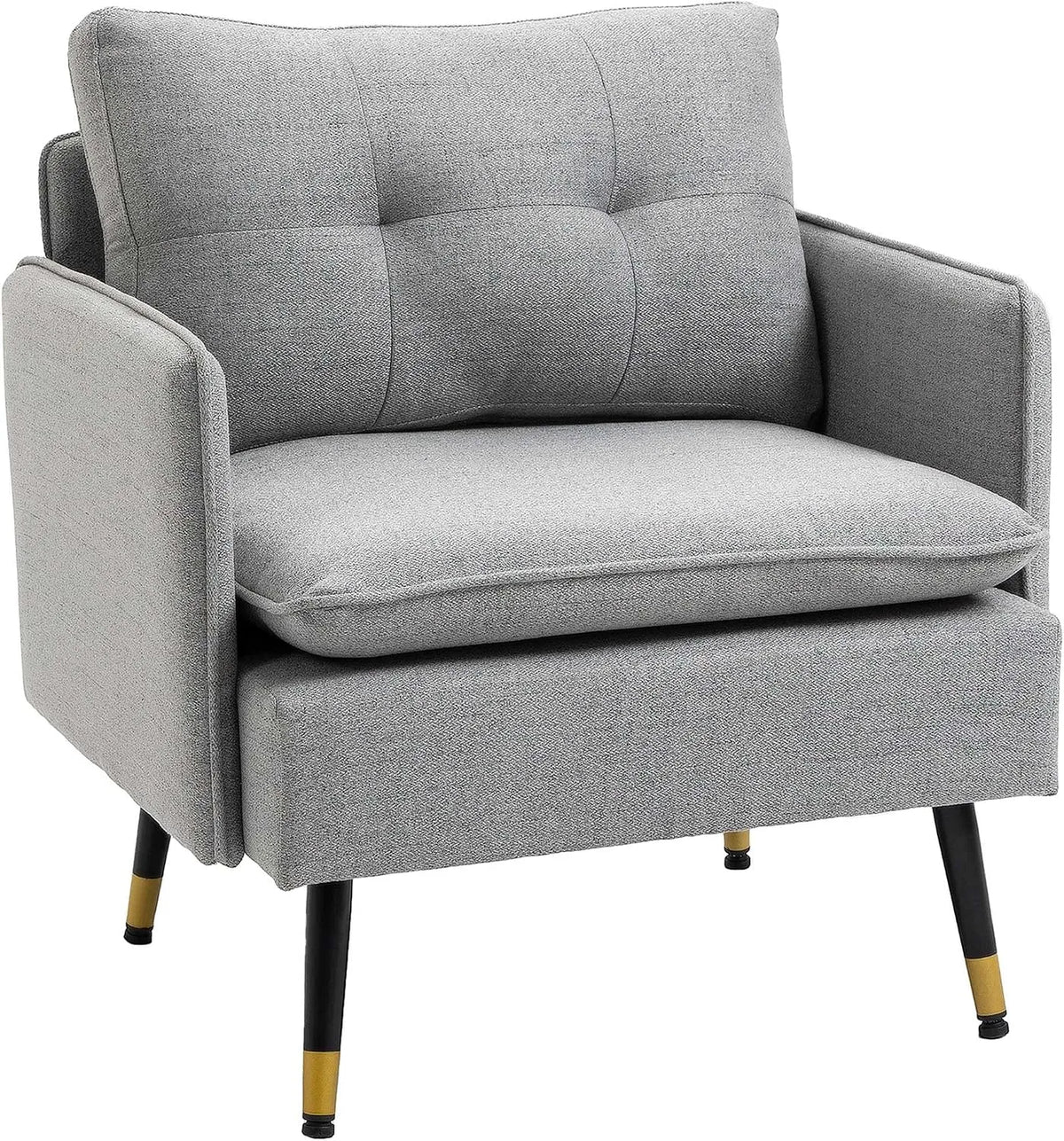HOMCOM Divano – rivestimento in tessuto, in acciaio, con braccioli, con cuscini, 76 × 68 × 80cm, grigio
