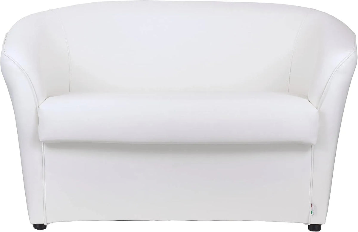 Divano: POZZETTO, 2 posti, 67cm, bianco, rivestimento in pelle