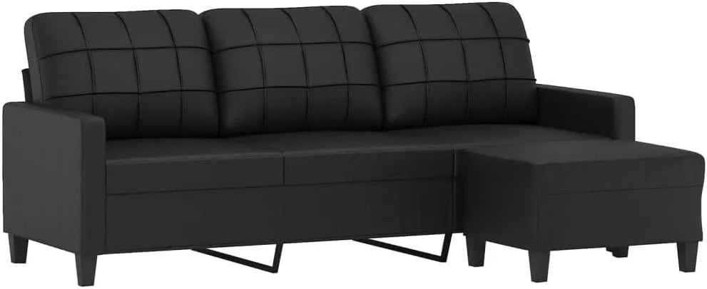 Divano: 3 Posti, 180 cm, nero, rivestimento in pelle