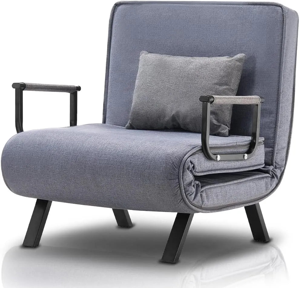 Divano letto e divano trasformabile – reclinabile, rivestimento in tessuto, grigio
