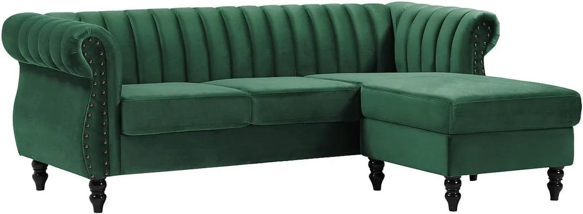 Divano — TRUMBO, reversibile, verde, rivestimento in velluto