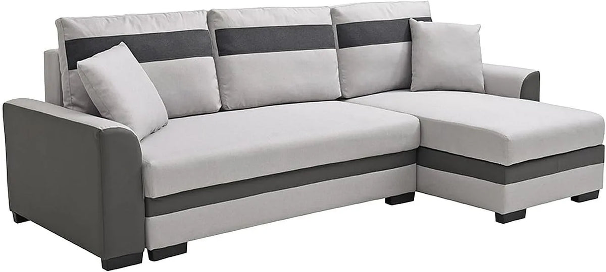 Divano angolare e divano a L: GIANY, rivestimento in tessuto, grigio, rivestimento in pelle