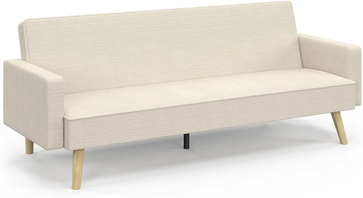 Divano letto e divano trasformabile – LARS, in velluto a coste, 3 posti, beige