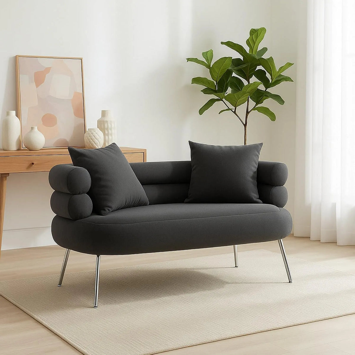 Divano: 2 posti, 133 × 68, grigio