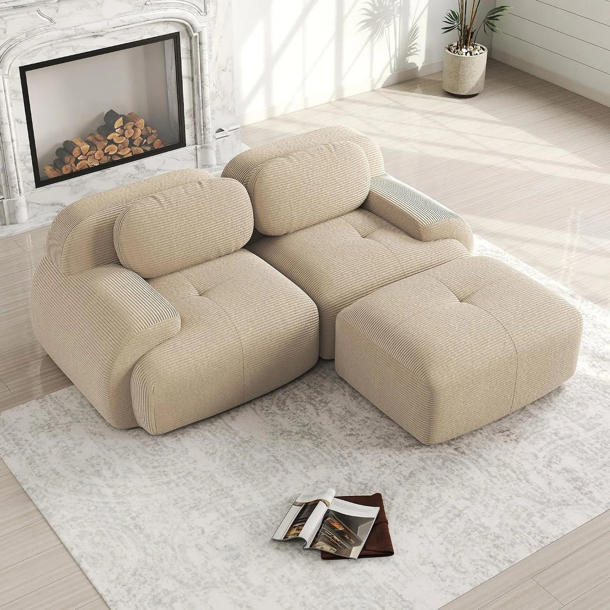 Divano angolare e divano a L: modulare, forma a L, 2 posti, beige