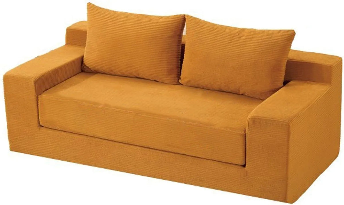 Divano letto e divano trasformabile – in velluto a coste, con schienale, pieghevole, 180cm, giallo