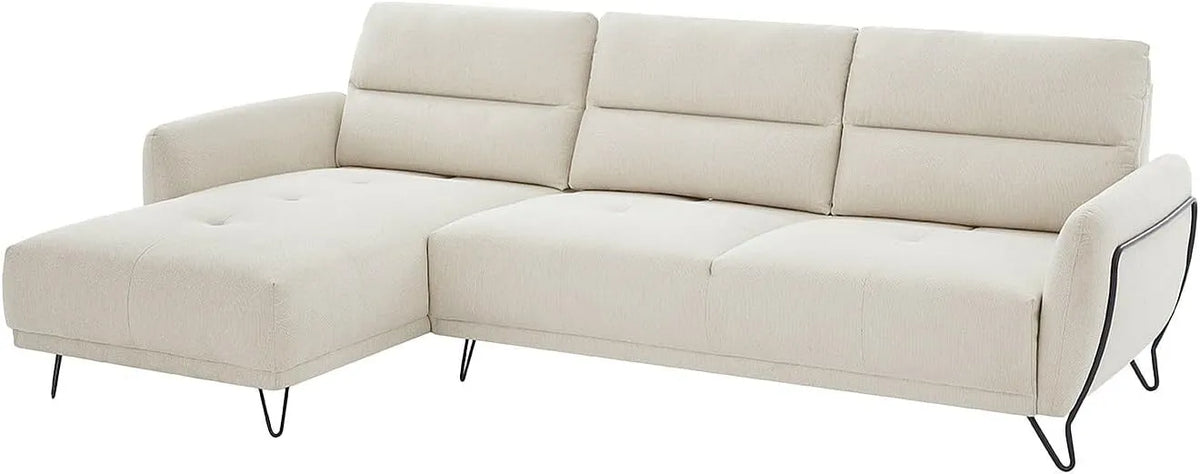 Divano angolare e divano a L — DURIMA, angolo sinistro, rivestimento in tessuto, con schienale, beige