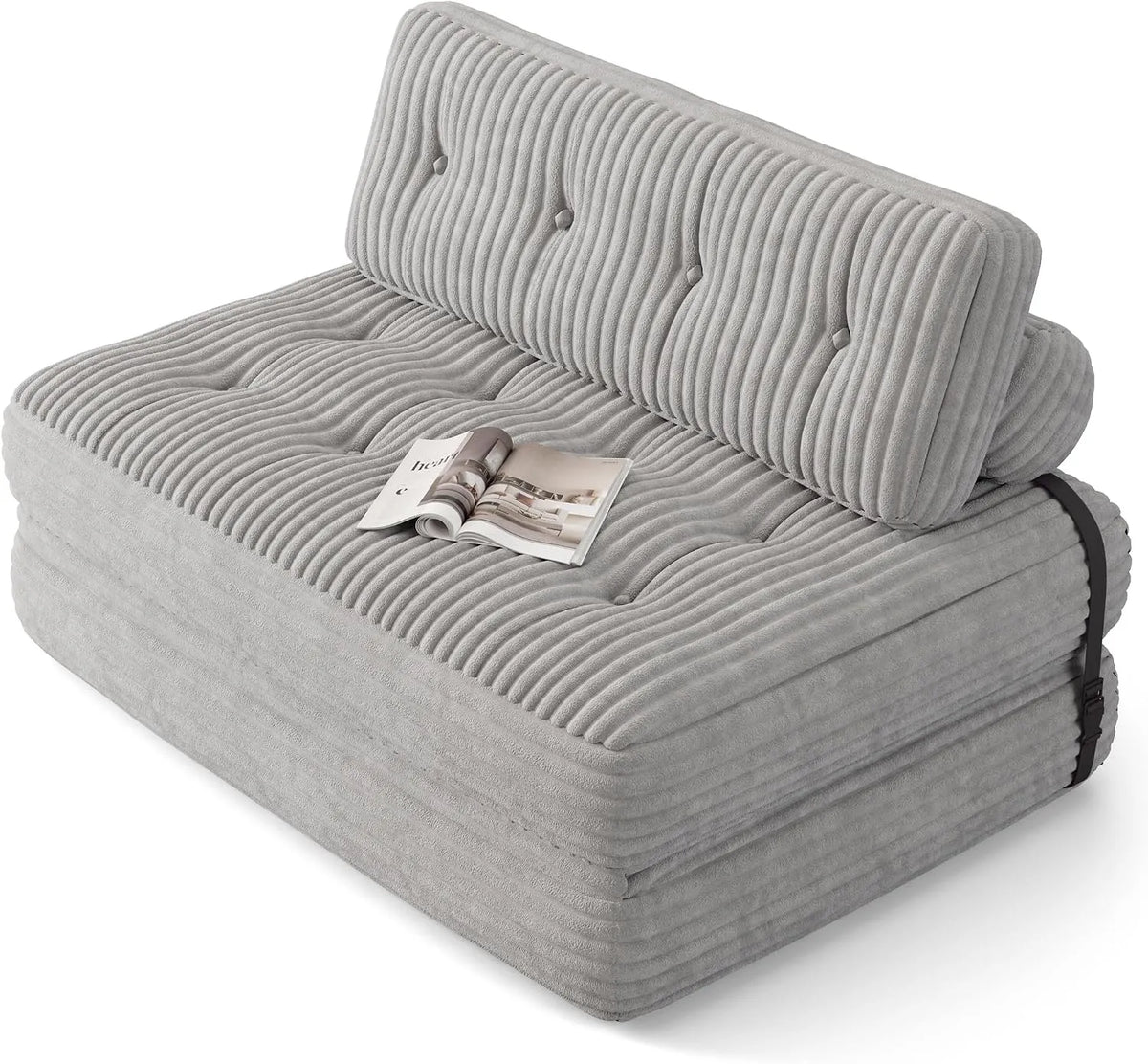 Divano letto e divano trasformabile: in velluto a coste, formato compatto, pieghevole, 2 Posti, 200 × 130 cm, grigio