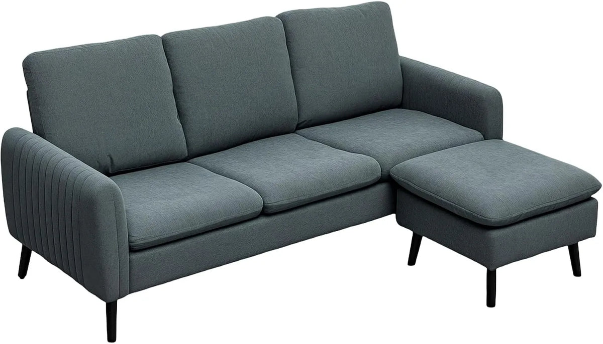 HOMCOM Divano angolare e divano a L: modulare, rivestimento in tessuto, 3 Posti, 196 × 140 × 88 cm, grigio