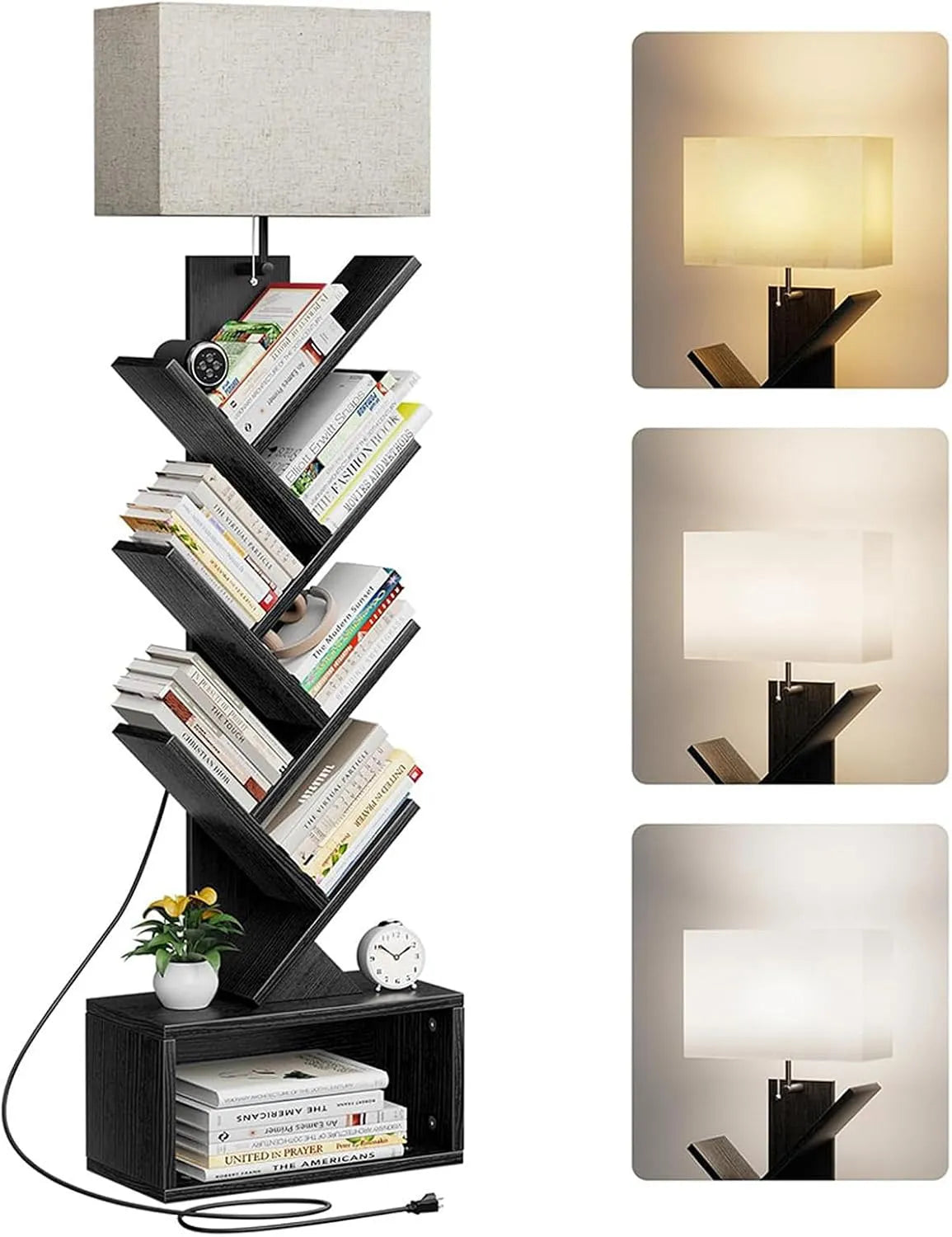Lampada da terra moderna Libreria a Forma di Albero in – in legno, display LED