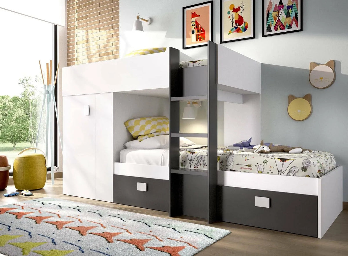 Letto a castello e letto salvaspazio: con cassetti, antracite