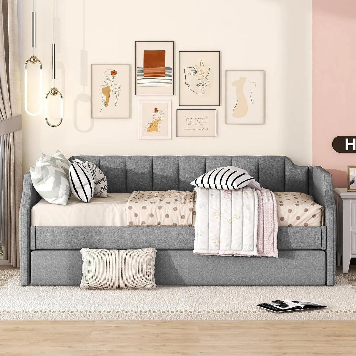 Divano letto e divano trasformabile – 90 × 200 cm, grigio