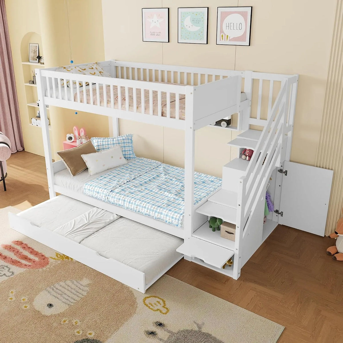 Letto a castello e letto salvaspazio – 90 × 200 cm, bianco